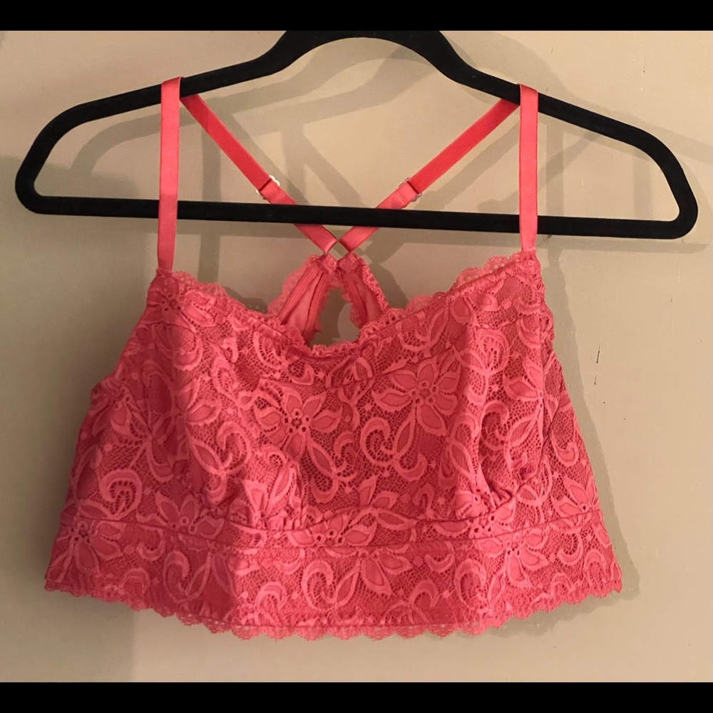Salmon colored Adore Me bra and panties set (never worn)